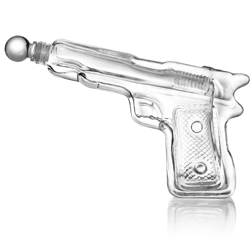 2022 Online hot sales glass decanter gun decanter whiskey bottle M1911 shape glass decanter with good sealing