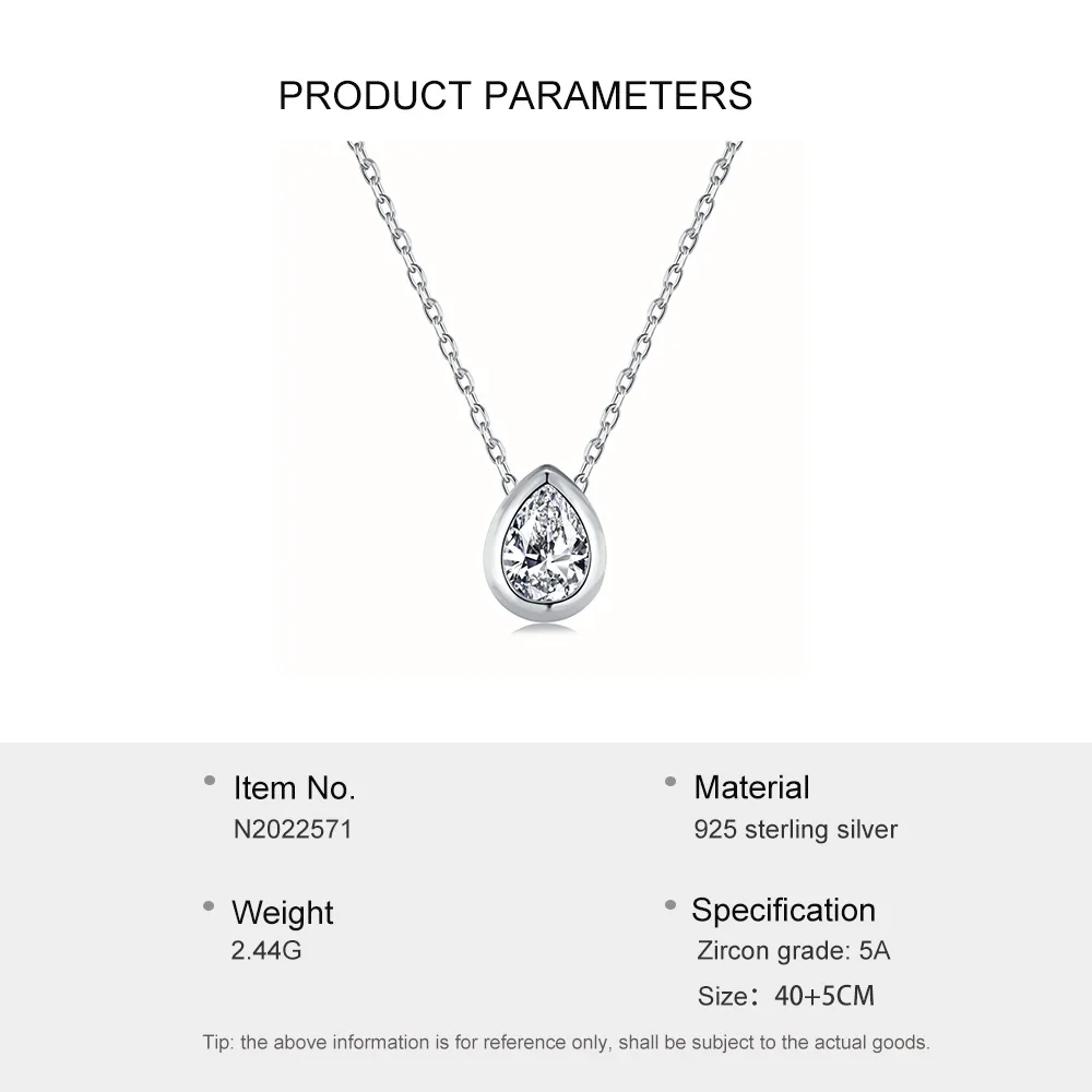 S925 Sterling Silver Droplet Shape Zircon Light Luxury Japanese and Korean Simplicity Chain for  Women Necklaces With Names
