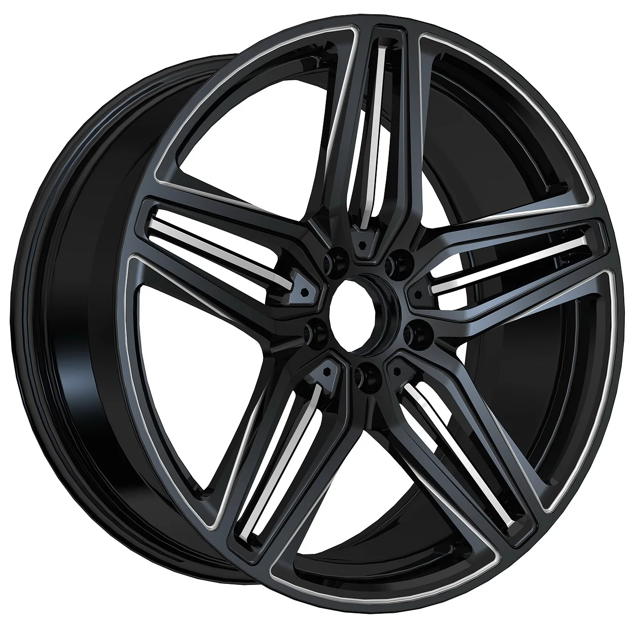 DHCEI China Factory Direct Selling Double 5Spokes 16 17 18 20 Inch Black Aluminum Alloy forging Car Wheels