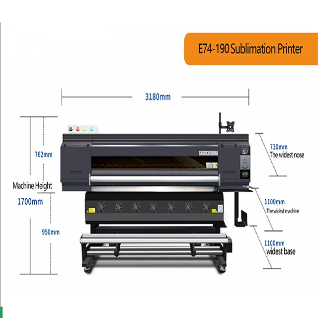 1.9M Large Format Sublimation Printer with 4 Epson I3200-A1 Printheads Multicolor High-Speed Large Format Printer