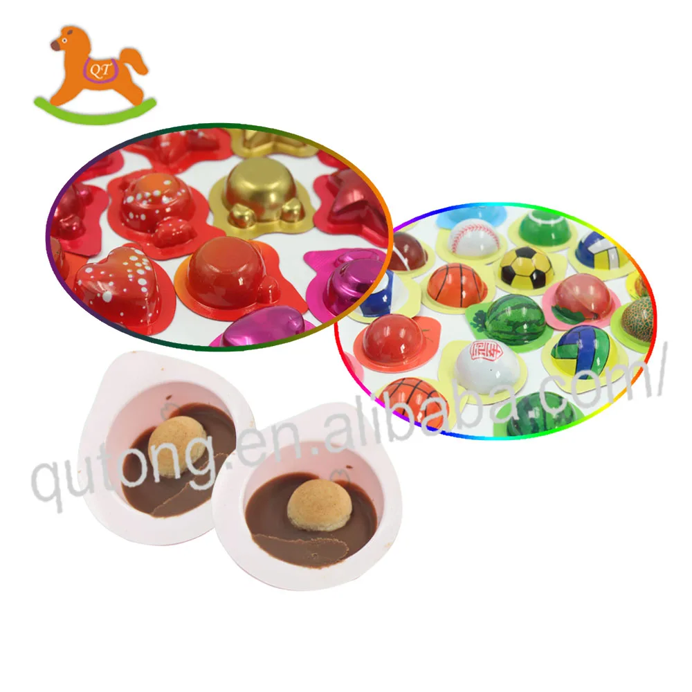 Mini chocolate candy with biscuit in cartoon blister