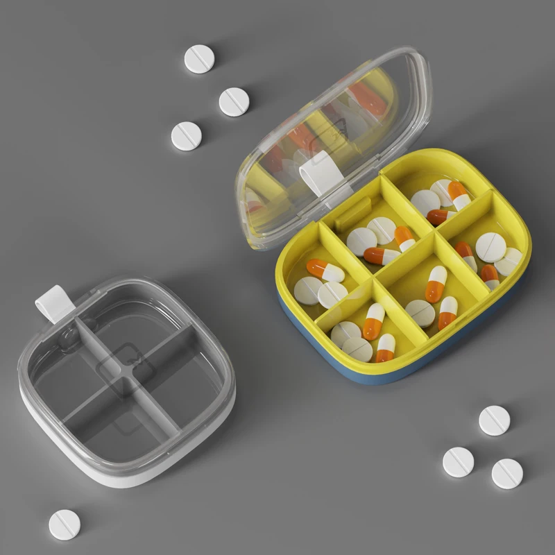 Wholesale Plastic Mini Medicine Storage Home Use Origanizer Daily Weekly Portable Pocket Cases Travel Four Grid Small Pill Box