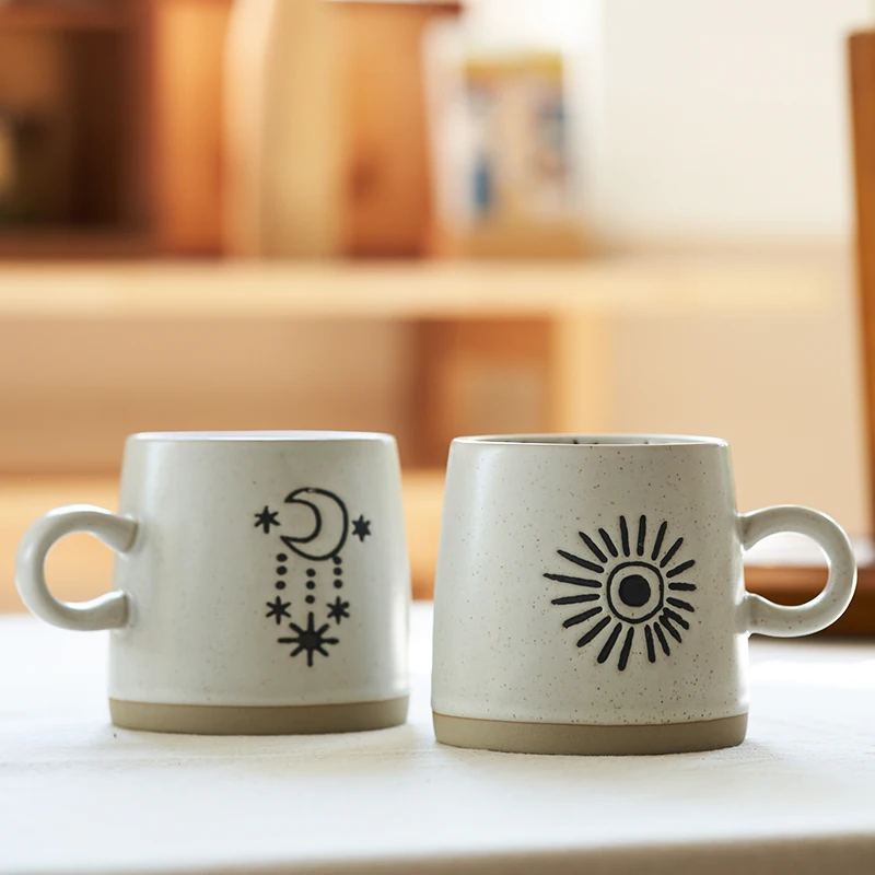 siyue 400ml Handmade pottery clay Ceramic glaze Drinkware office water coffee tea mug Cups set wholesale With Handle 3213