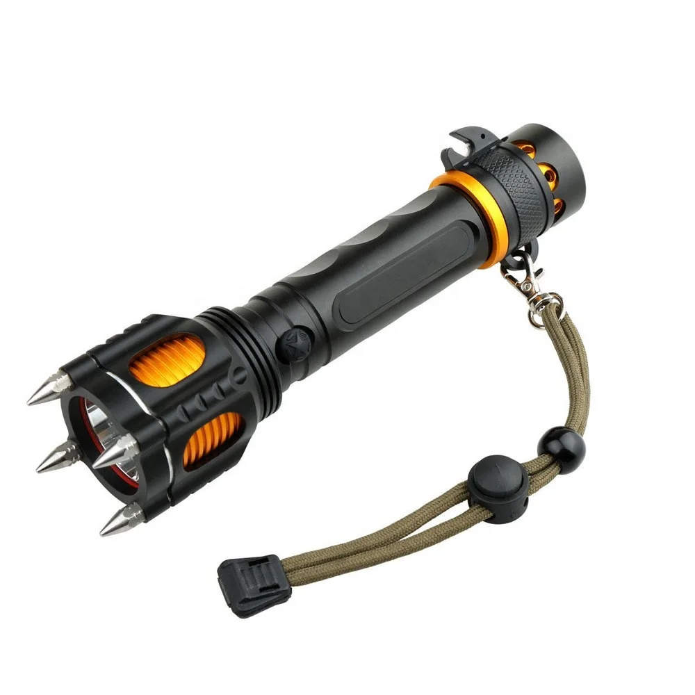 Высокомощный автомобильный фонарик 1000 лм с аварийной сигнализацией для самообороны молотком Безопасности несколькими светодиодами