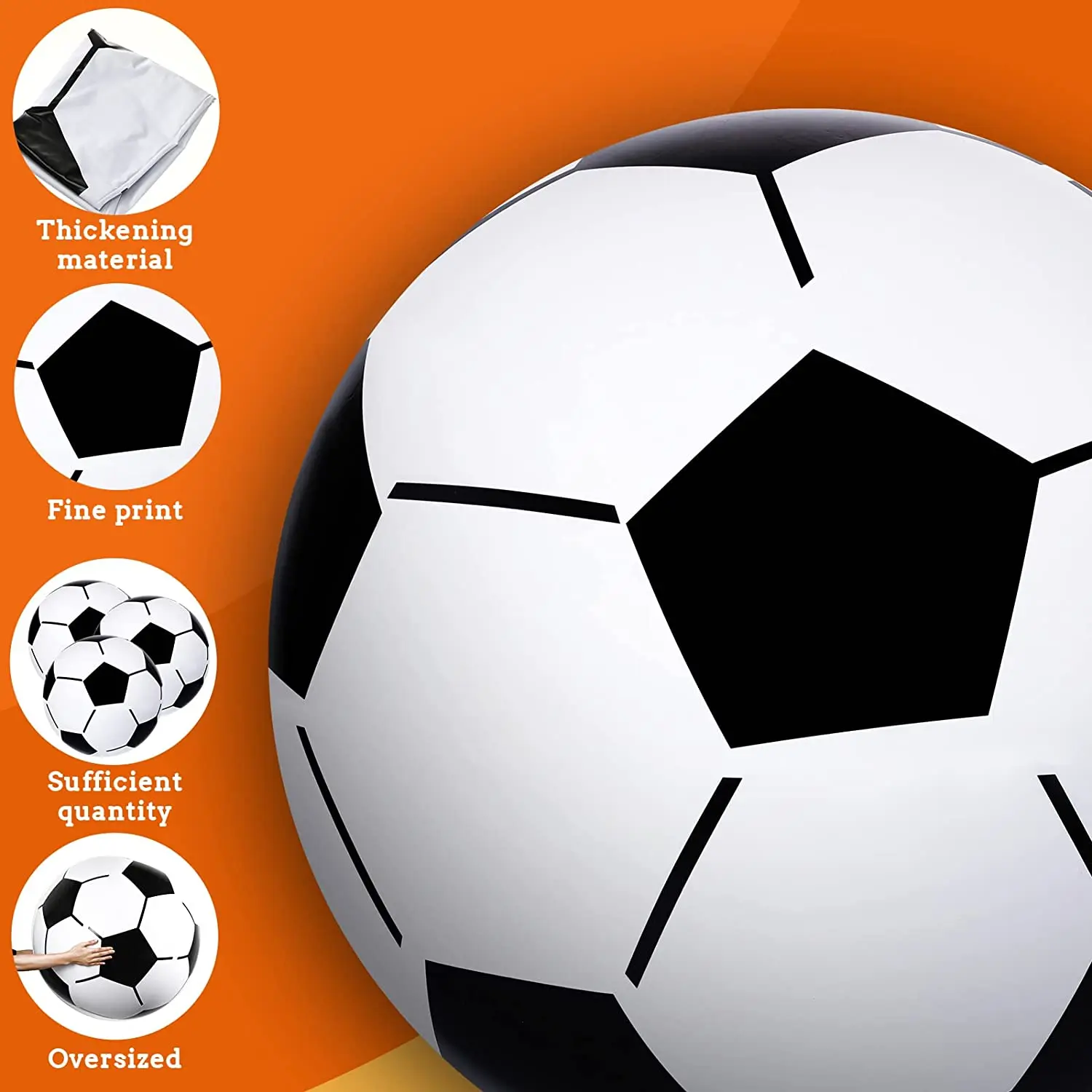 Giant inflatable Soccer ball PVC Big Inflatable Ball 30 Inch for Outdoor Game Pool Party Beach Balls