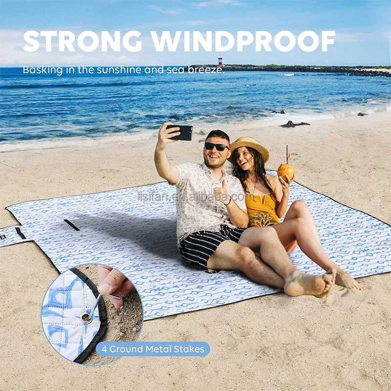 Beach Blanket Waterproof Thick Oversized Mat Machine Washable Foldable Picnic Blankets For Outdoor Camping Park
