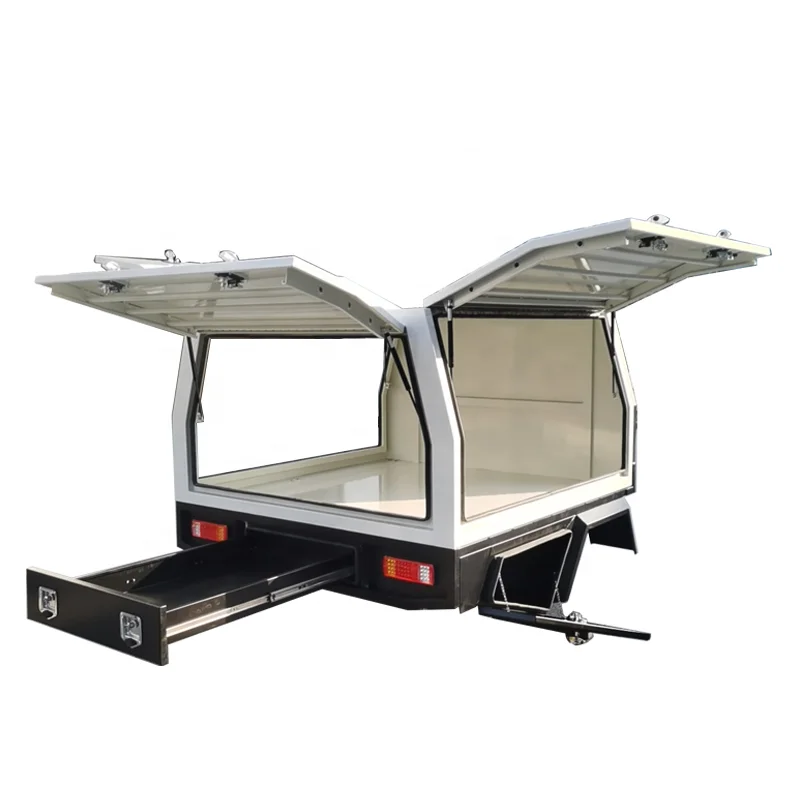Tray to have slide out rear draw aluminum tray and canopy