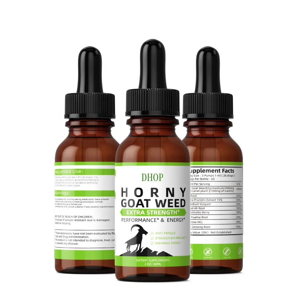 OEM Private Label Horny Goat Weed Liquid Extract men energy support Label Horny Goat Weed drop