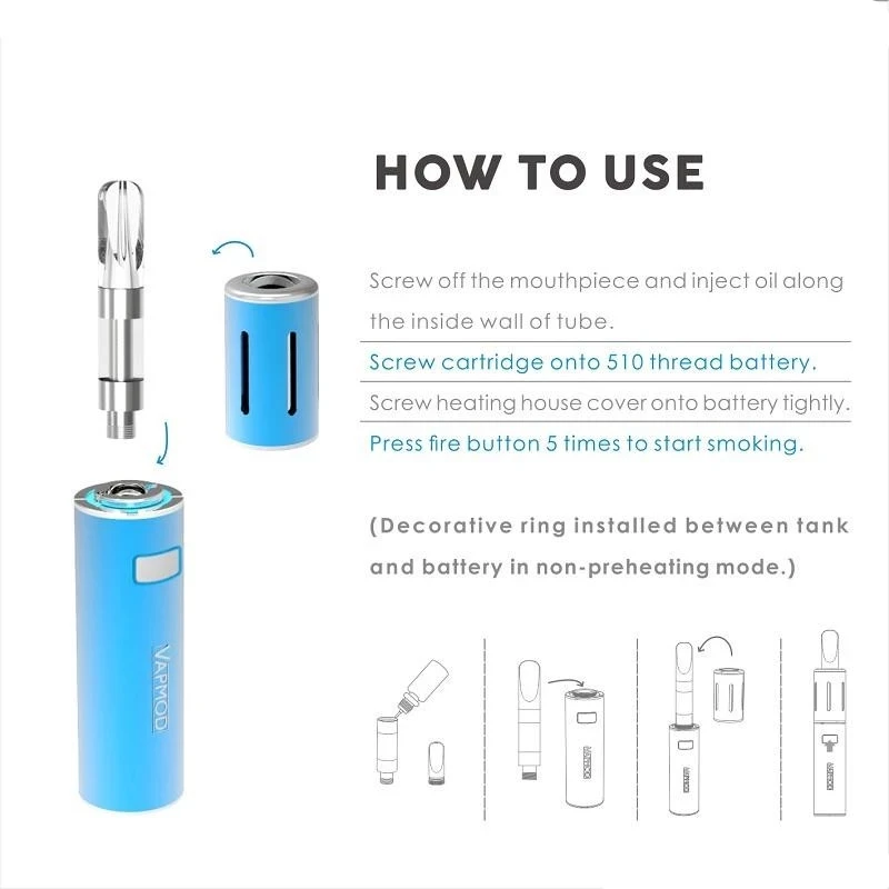 
VapMod Xtube 710 Kit Built-in 900mAh Preheat Battery 0.5ml Xtank Pro Cartridge Variable Voltage Device for Thick Oil Vaporizer 1 