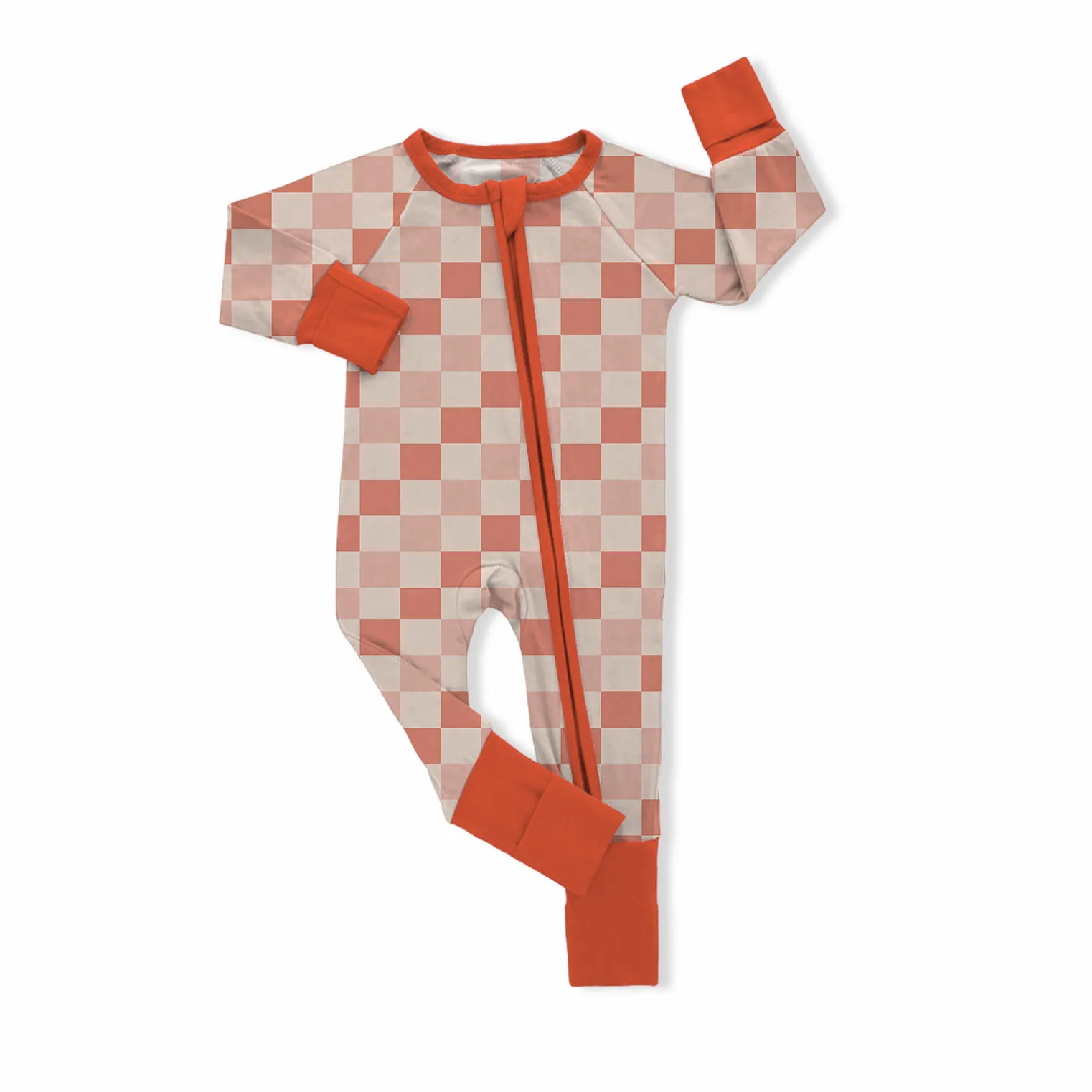 Ruidian Kids Custom Printed Bamboo Rayon Spandex Zipper Pajamas Pumpkin pattern Baby Toddler Onesies Rompers Sleepwear Clothes