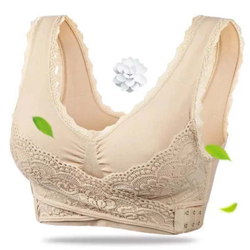 3XL Plus Size Sexy Lace Bralette Solid Cross Side Buckle Bra Brassiere Wireless Push up Bras Lingerie Sleep Underwear