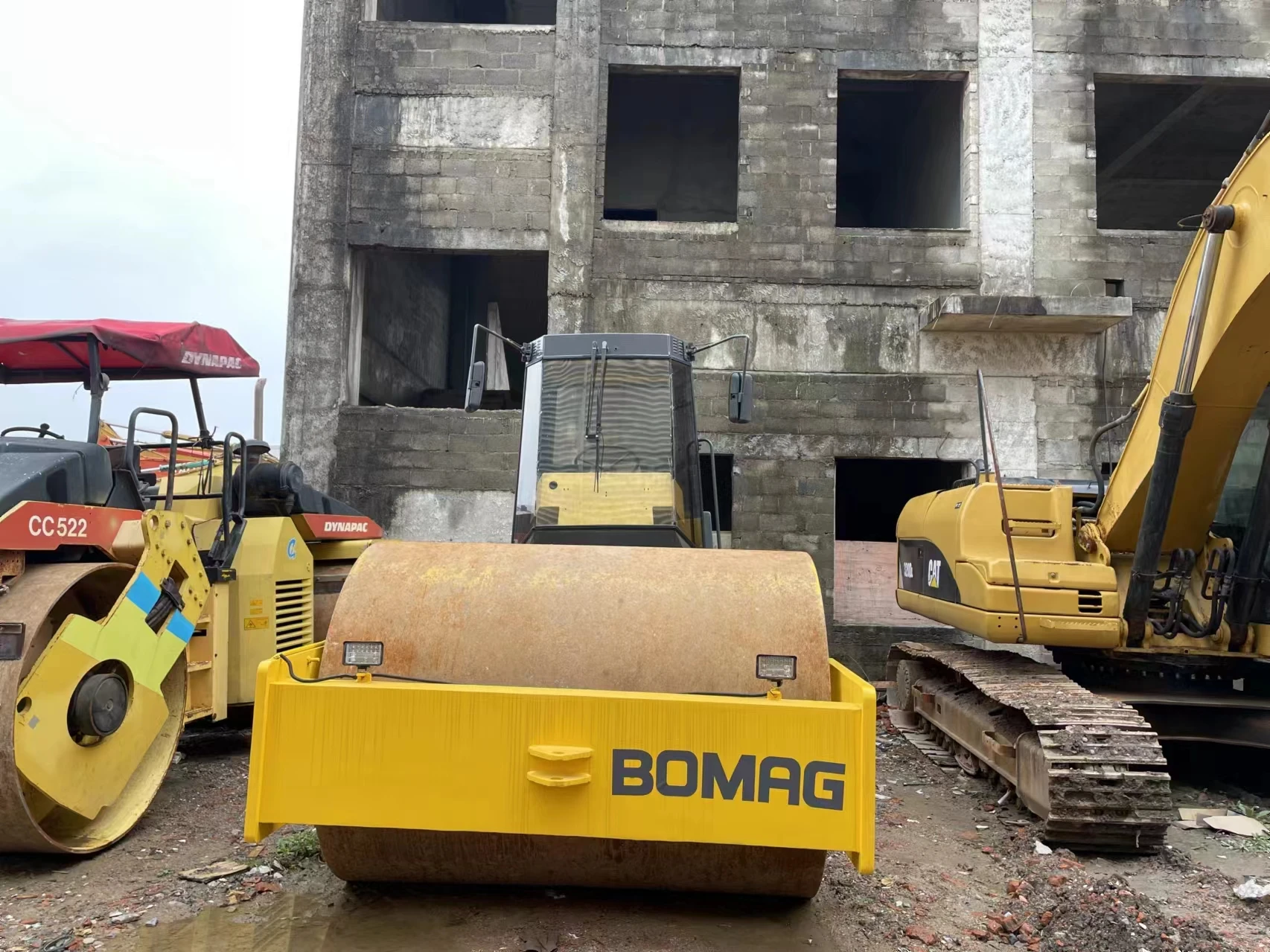 Used Dynapac Bomag CAT Compactor Sheep foot Road Roller Single Drum Rollers for sale