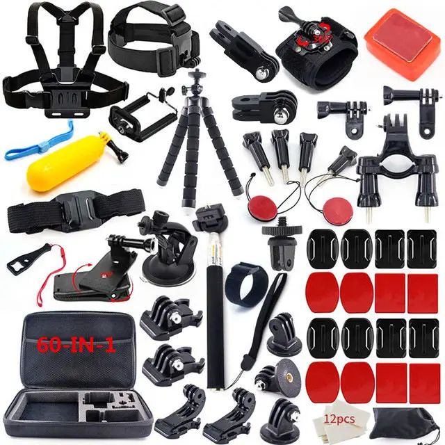 HONGDAK 50 в 1 Go Pro Набор аксессуаров GoPro Hero 11 10 9 8 7 6 5 4 комплект для экшн-камеры