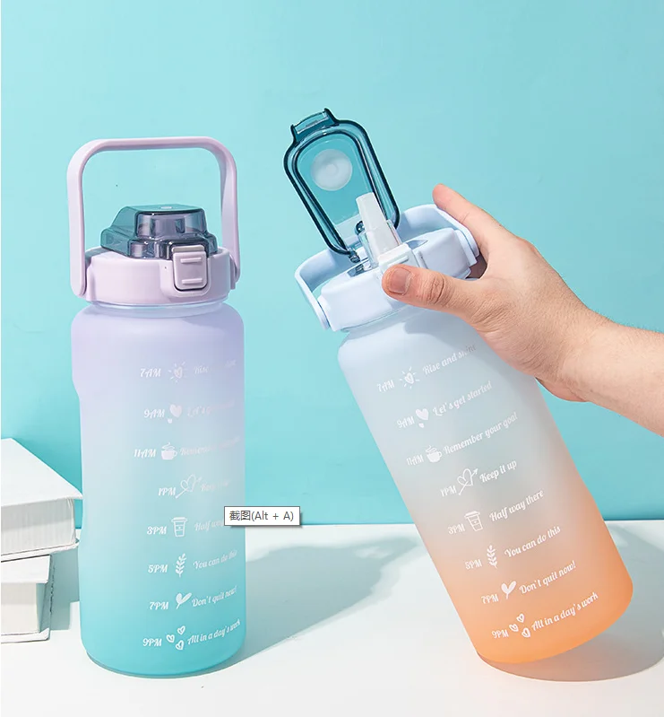 2022 2 Liter Water Bottle Gym Motivational Water Bottle With Time Marker