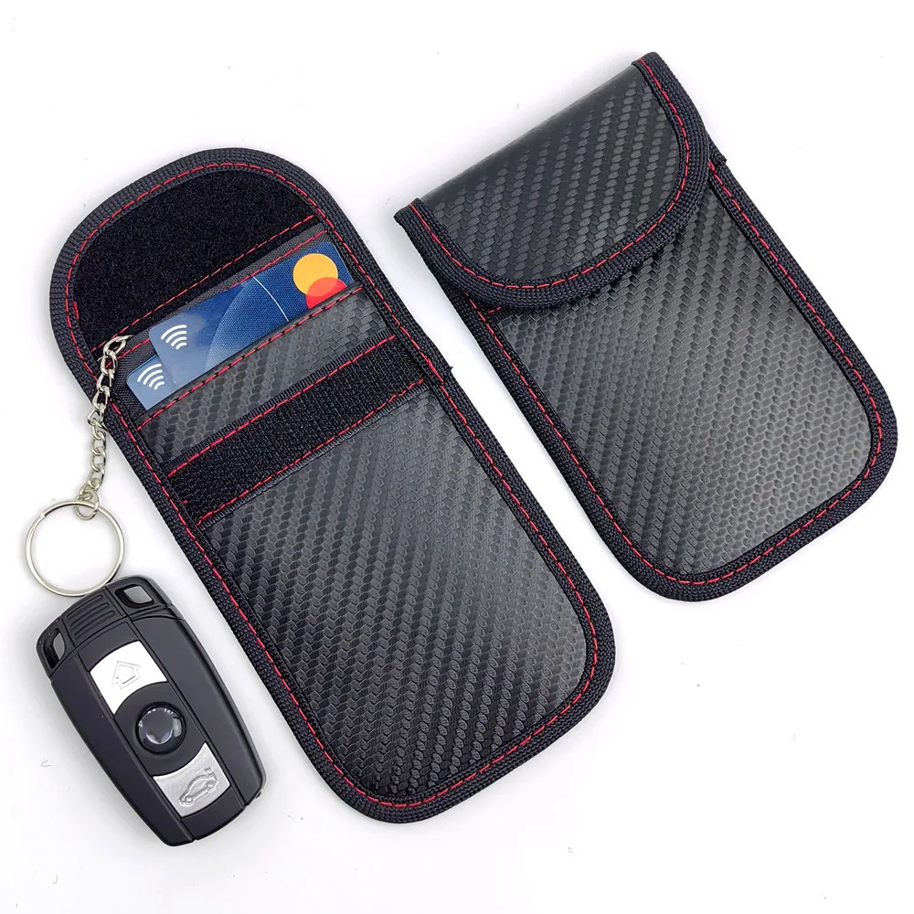 Wholesale Carbon Fiber Anti-Hacking Car Key RFID Signal Blocking Protector Pouch,  Case Blocker Faraday Bag for Car Key Fob