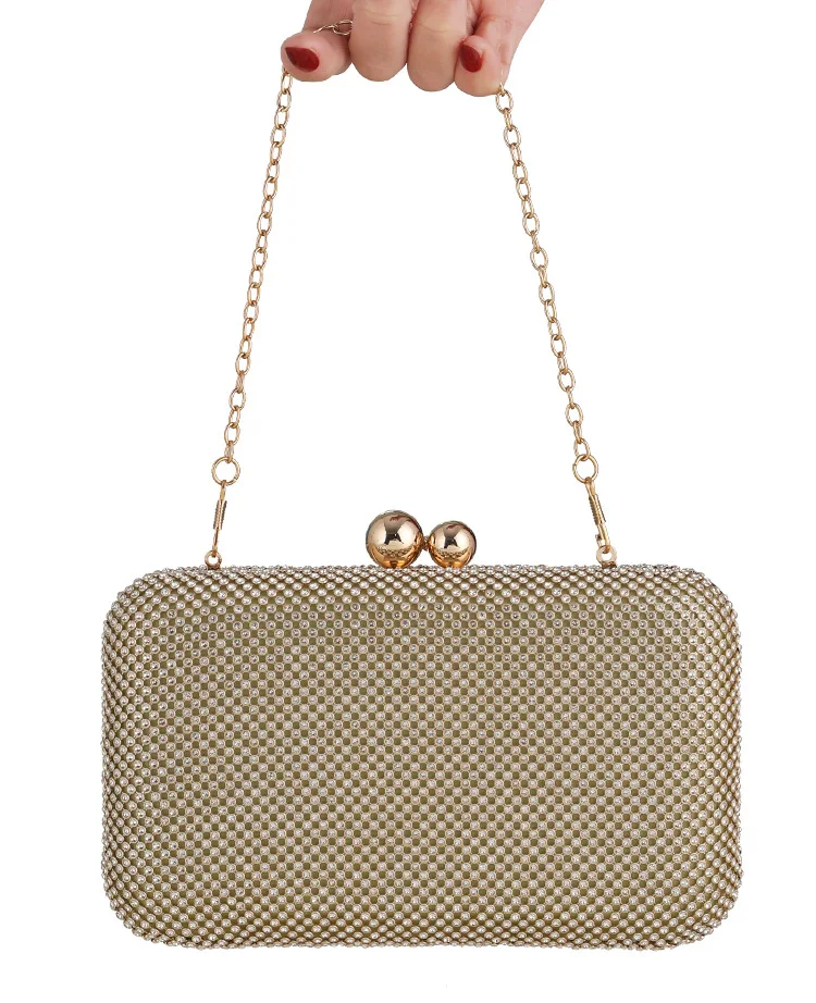 Women Rhinestone Metal One Shoulder Chain Clutch Bag Diamond   Fashion Handbag Crystal Ladies Wallet