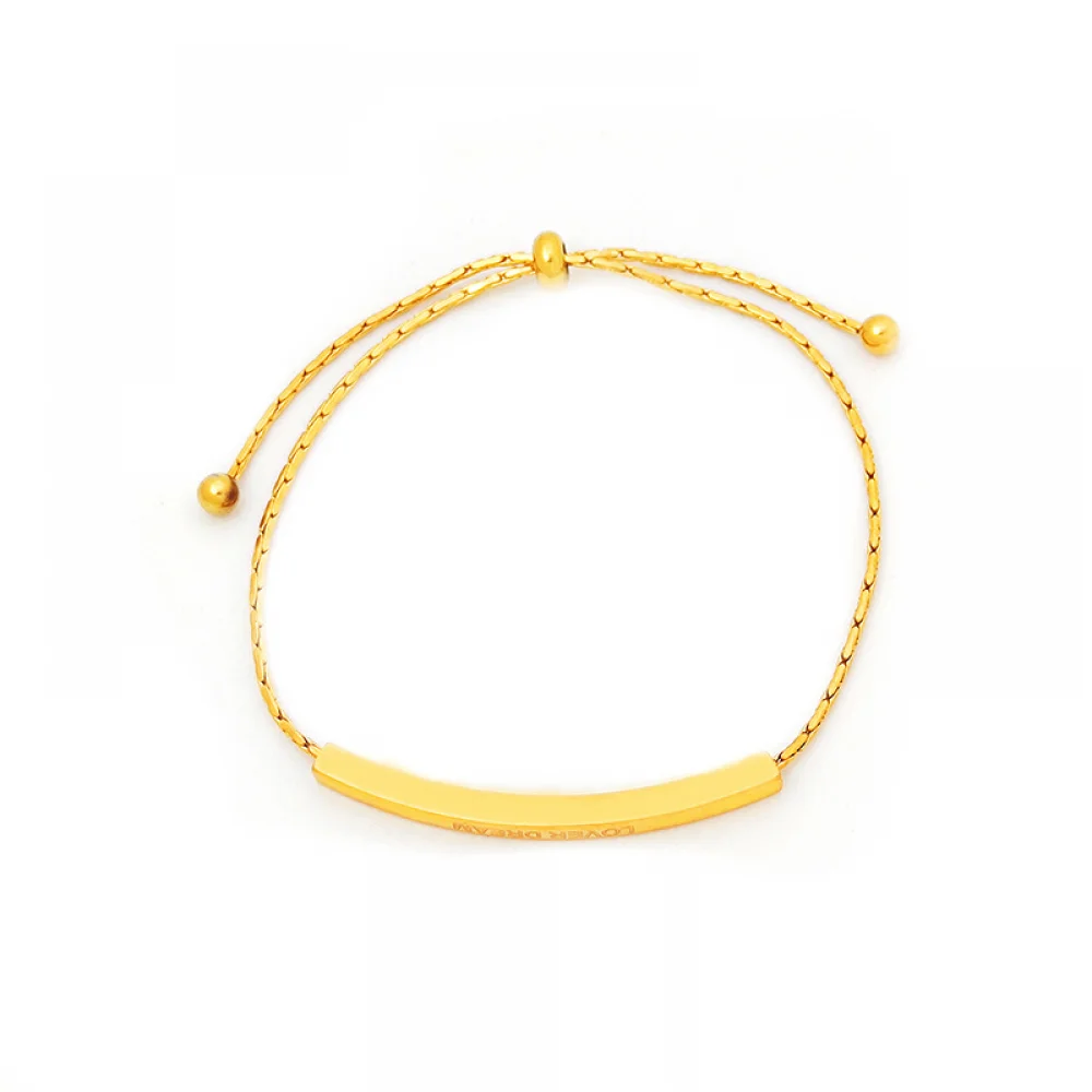 Wholesale Trendy High Quality Simple Women Fashion Jewelry 18K Gold Plated Stainless Steel Adjustable Bar Bracelets