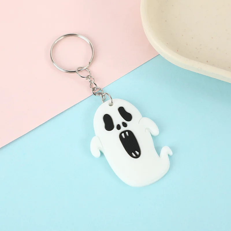 PVC Keyrings Manufacturers Wholesale Retractable Keychain Custom 3D Pvc Bat Pendant Silicone Ring Key Pumpkin for Halloween