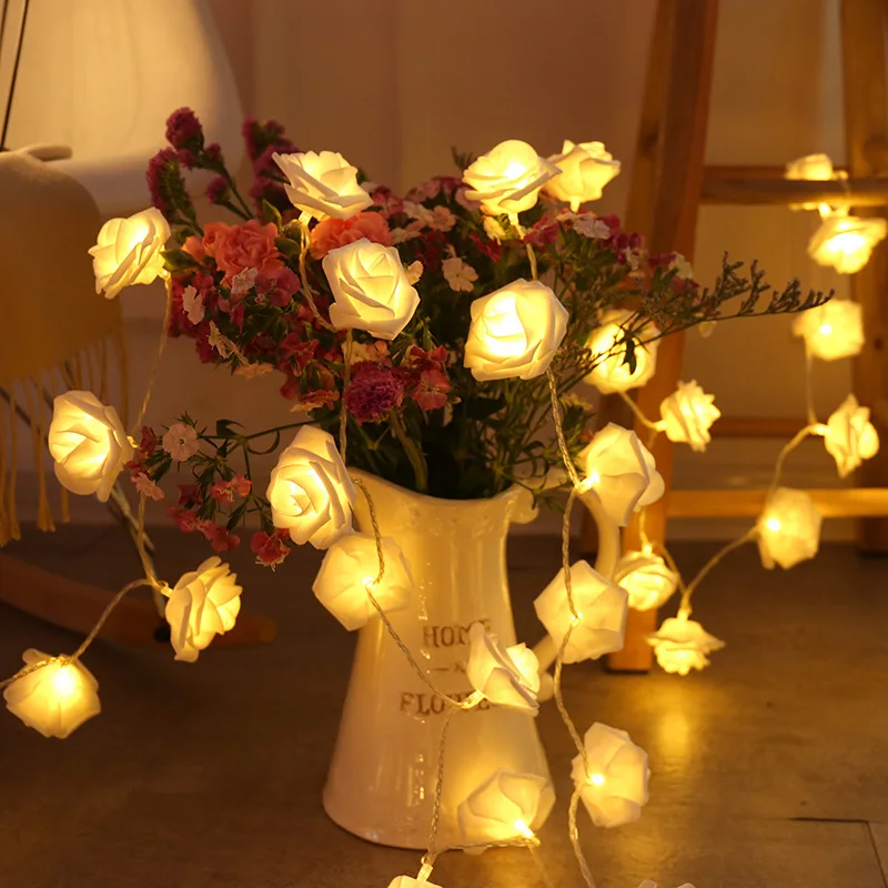 Girl heart pink white rose light string LED Christmas birthday and wedding decoration light string night light