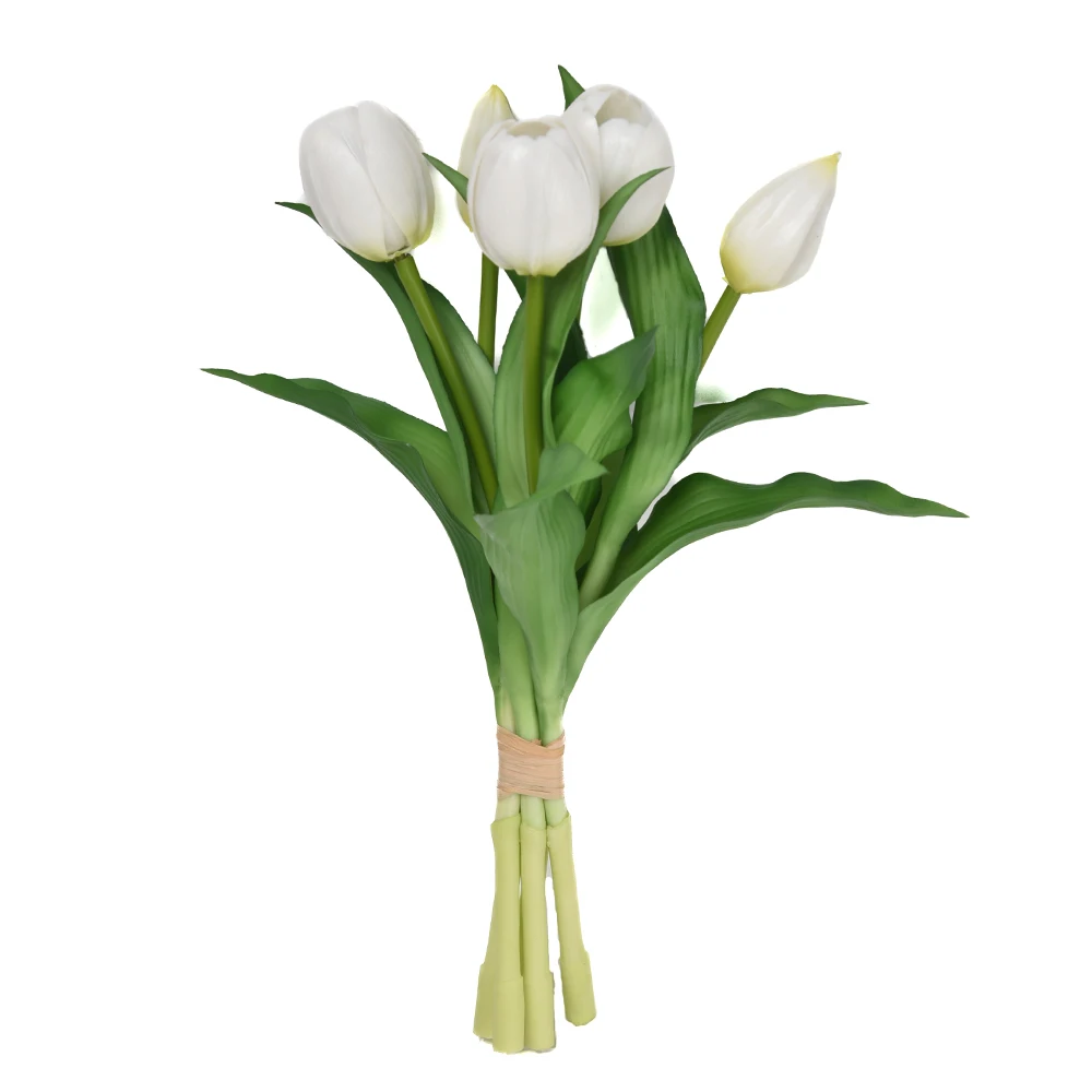 Factory high quality plastic 5 heads bouquet fake tulips artificial flowers silicon tulips real touch