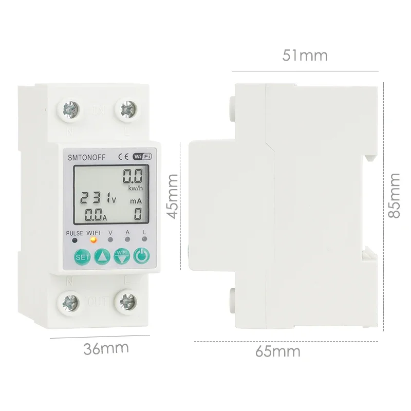 SMTONOFF WiFi Energy Meter Smart Switch Over Under Voltage Protection