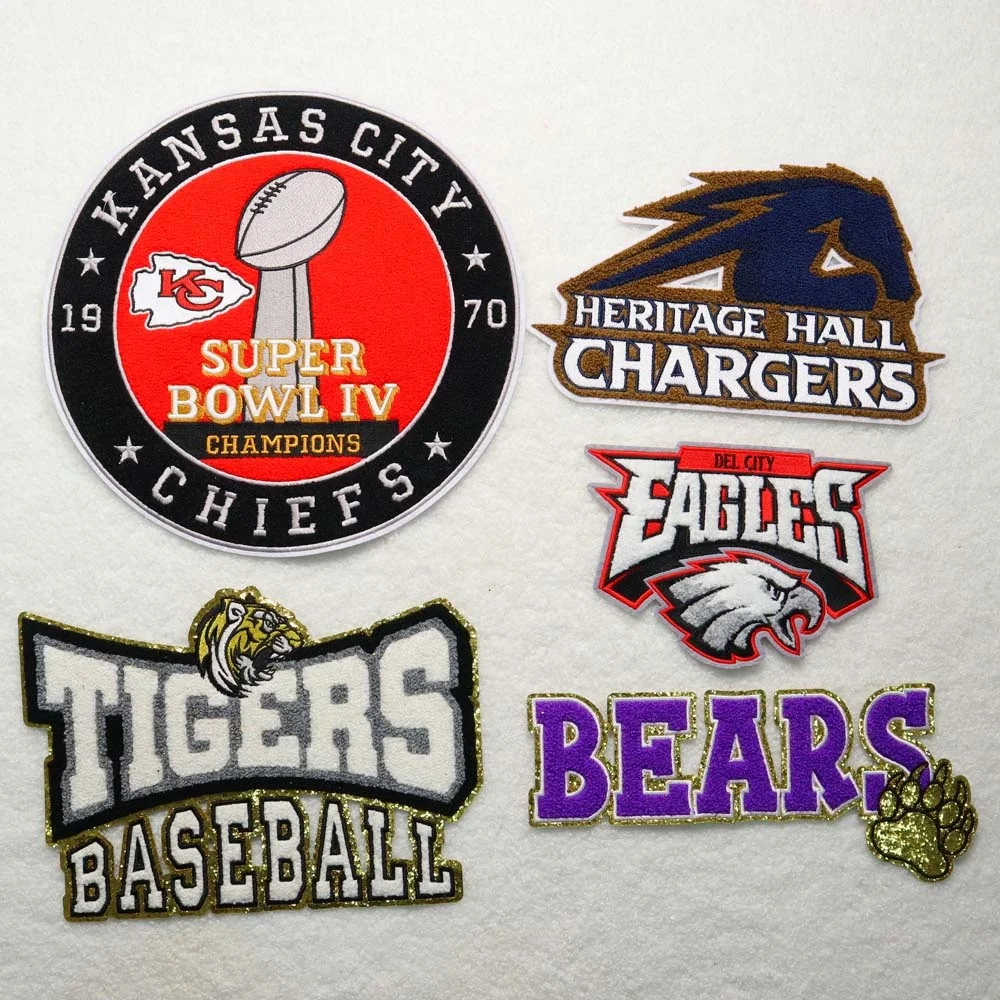 Wholesale Custom Embroidery Logo Chenille Garment Patches Nfl Nfc Iron On American Football Team Patch