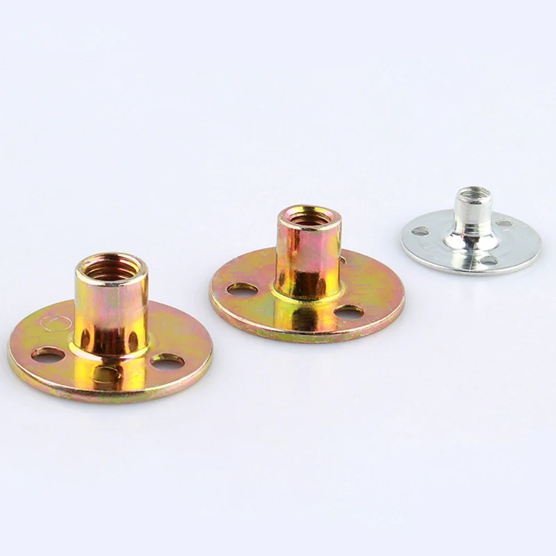 Furniture Hardware Butt Iron Nut Pair Lock Cylindrical Splint Nut 3 Hole Round T Type Nut For Furniture Splint