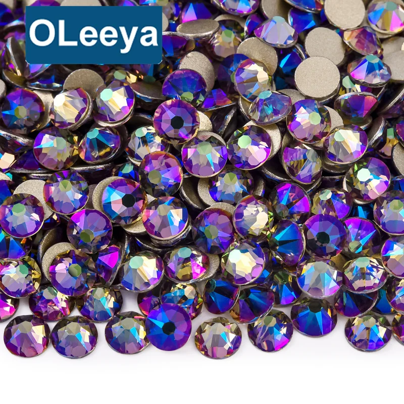 Oleeya Premium  Glass 16 cut Gold Base Non Hot Fix Rhinestones Rhinestones Crystal Strass Rhinestone for Tumblers Bikini Dresses