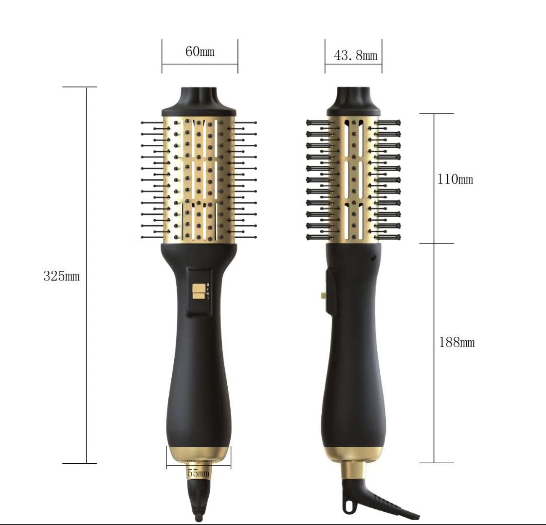 
professional black gold hair styling salon beauty tools electric one step hot air styler dryer brush 