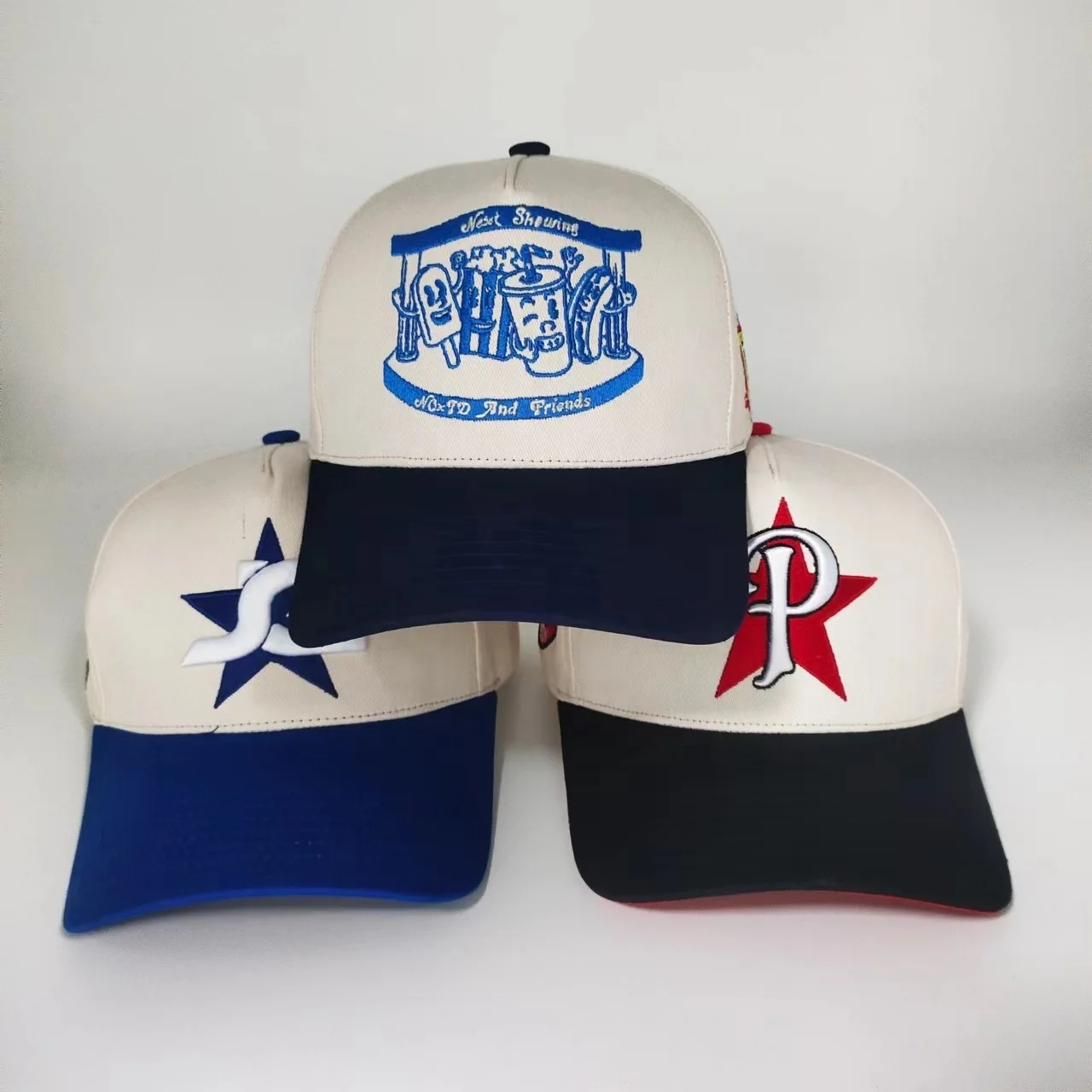 Fashion Leisure 5 Panel Custom Two Tone Sport Embroidery Baseball Cap 3d Embroidery Logo Curved Brim Baseball Hat