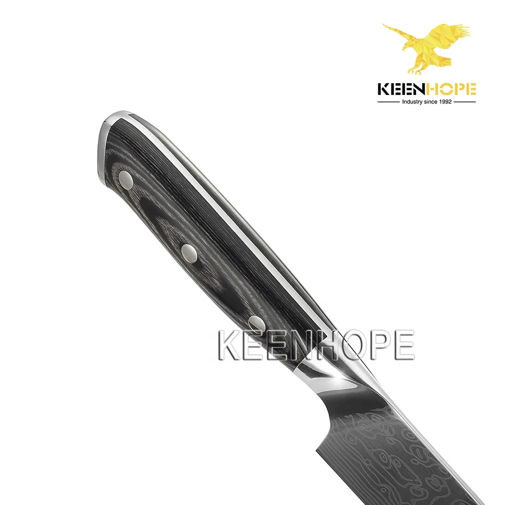 Потрясающие 8-дюймовый поварский нож кухонный нож Германия Din 1,4116 из нержавеющей стали с лазерным дамасский узор Цвет деревянной ручкой