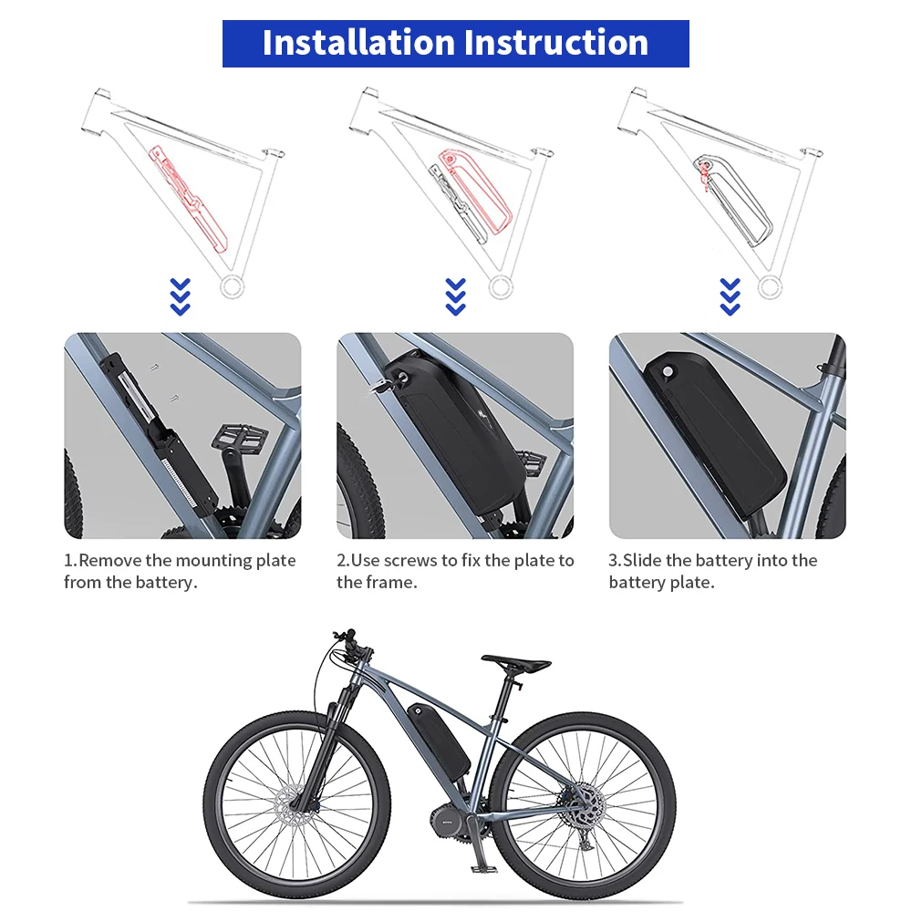 48v 52v lithium ion battery electric bicycle battery 18650 21700 cells ebike battery for 750w 1000W bafang motor