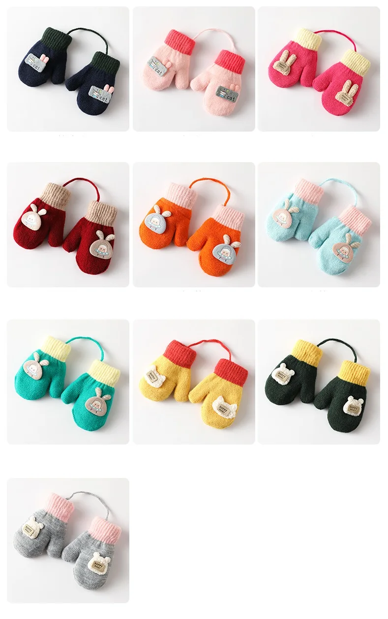 Hot Sale Custom Mittens Warming Knitted Children Gloves Winter Gloves Cotton Baby Mittens