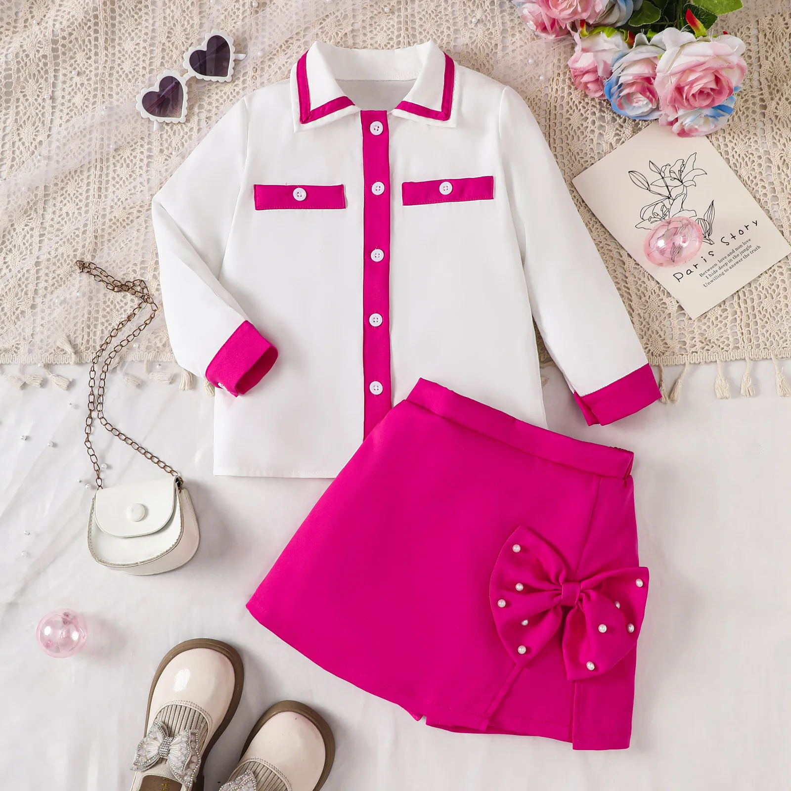 Baby Kids Girls Clothes Sets Long Sleeve Knit Tops Sweater+Bow Mini Skirt Warm Outfits
