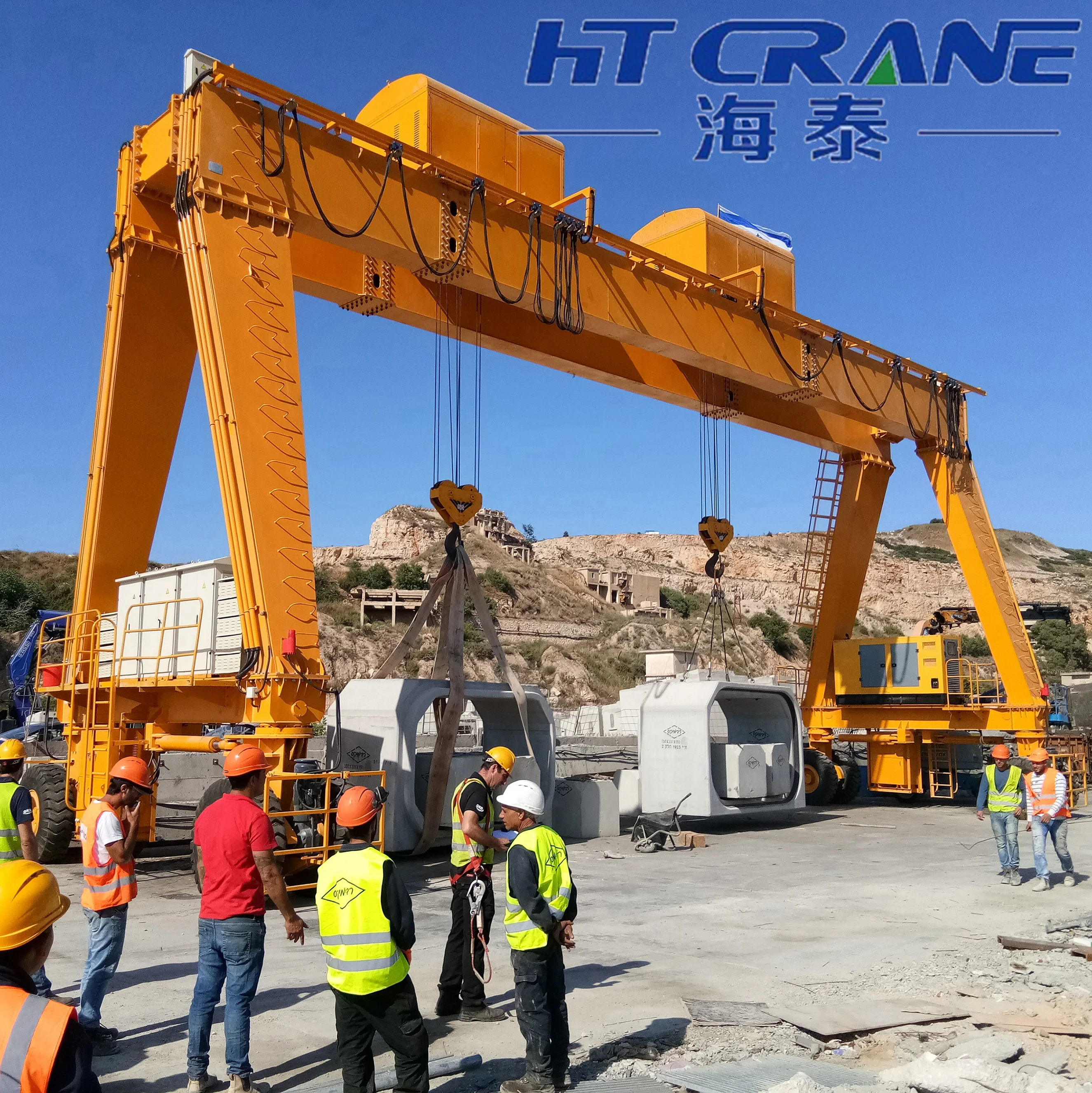 automatic/Remote  45ton rtg crane electric rubber tyred gantry crane straddle carrier