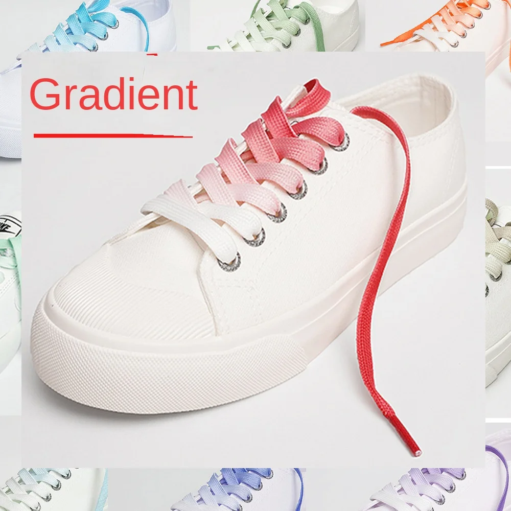Canvas small white shoes for multi-gradient shoelaces transparent double flat belt manufacturers wholesale candy color