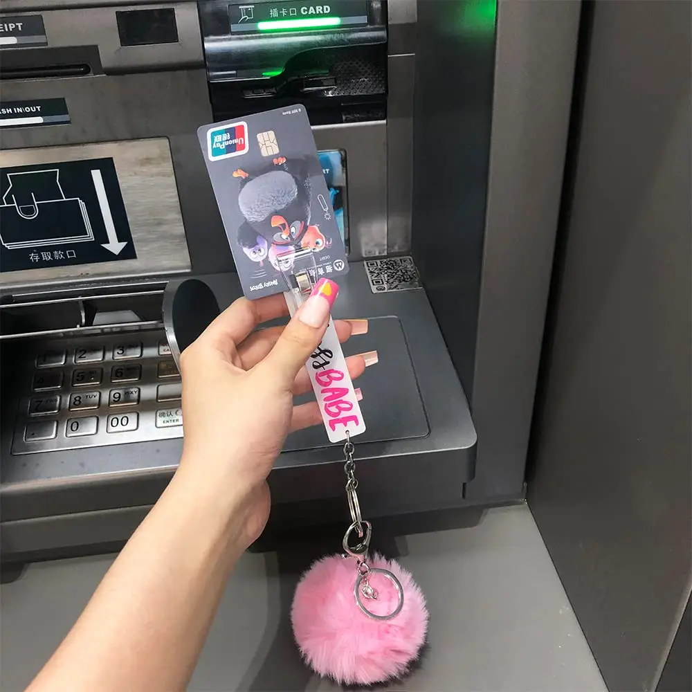 Acrylic Keychains Card Puller Keyring Credit Card Grabber for Long Nails clip with Custom logo or thickness of Butterfly Series