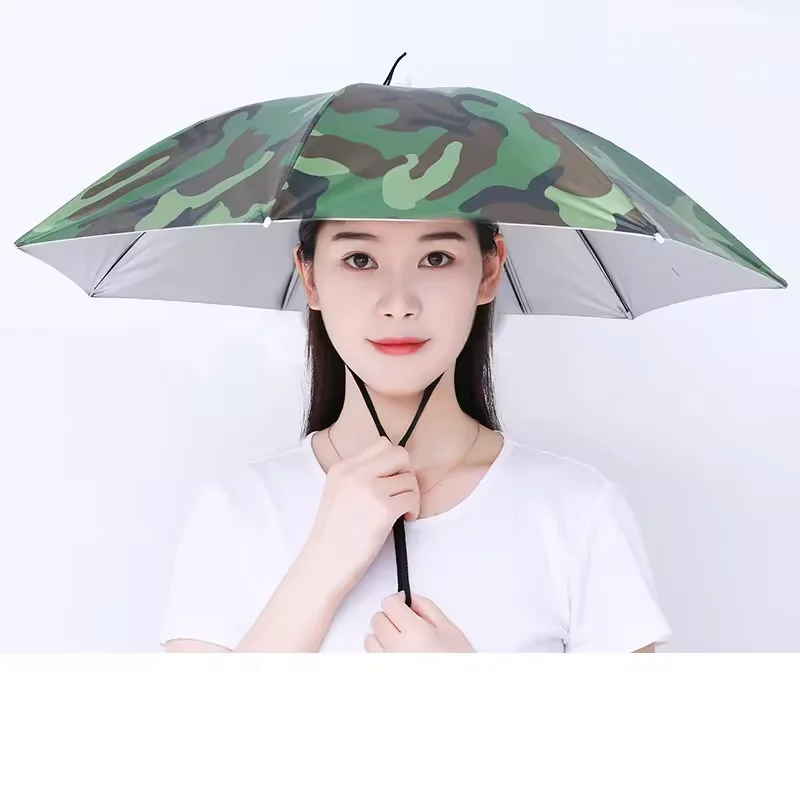 Wholesale Low MOQ Small Size Head-Mounted Silver Hat Umbrella Outdoor Customized With Logo