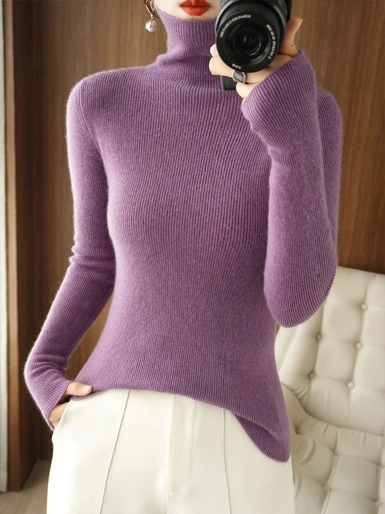 High Quality Women Thick Sweater Autumn Winter Knitted Bottoming Warm Shirt Turtleneck Slim Fit Lady Fashion Sweaters