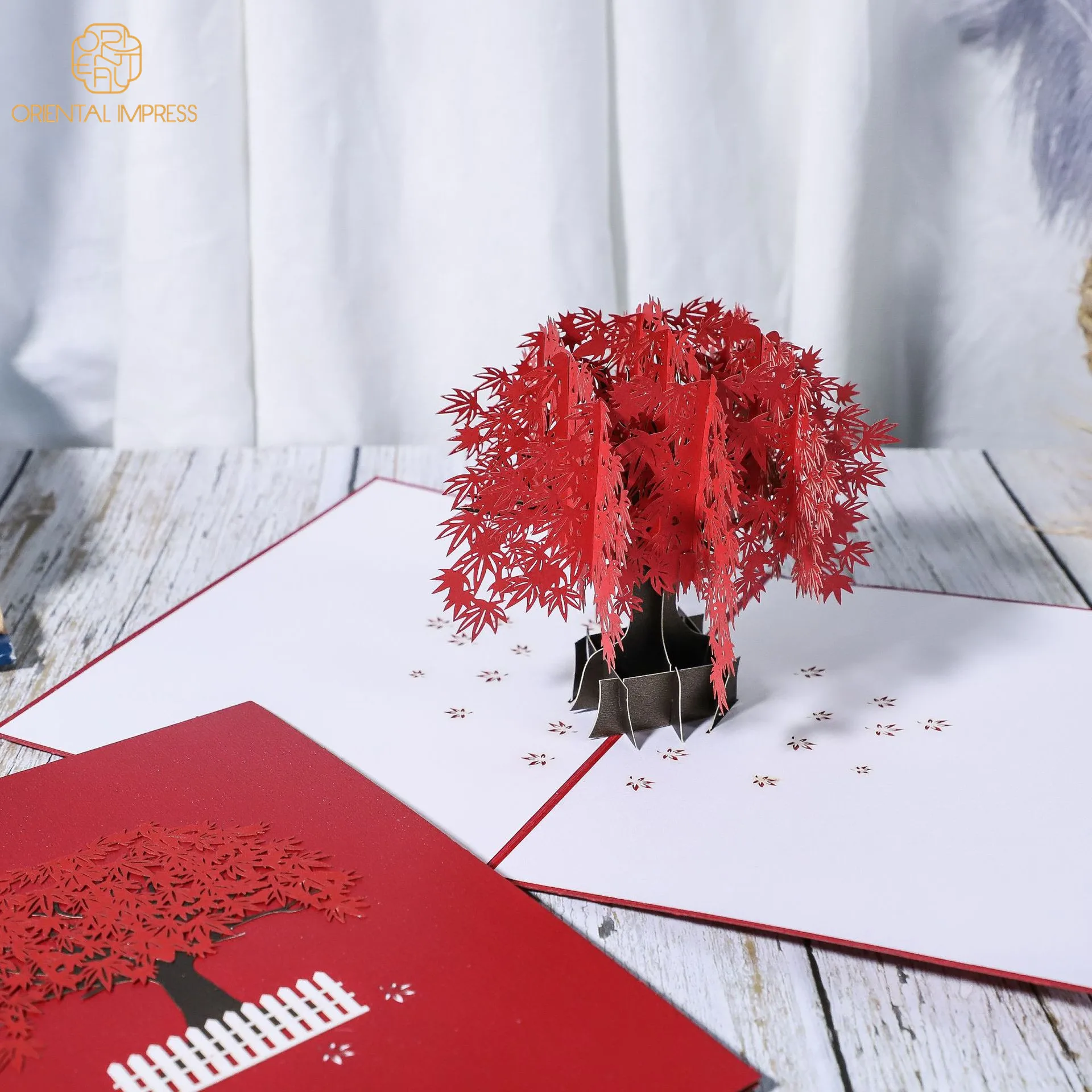 Custom Origami Maple Tree Greeting Card Fall Design 3D Pop Up Season Greeting Cards