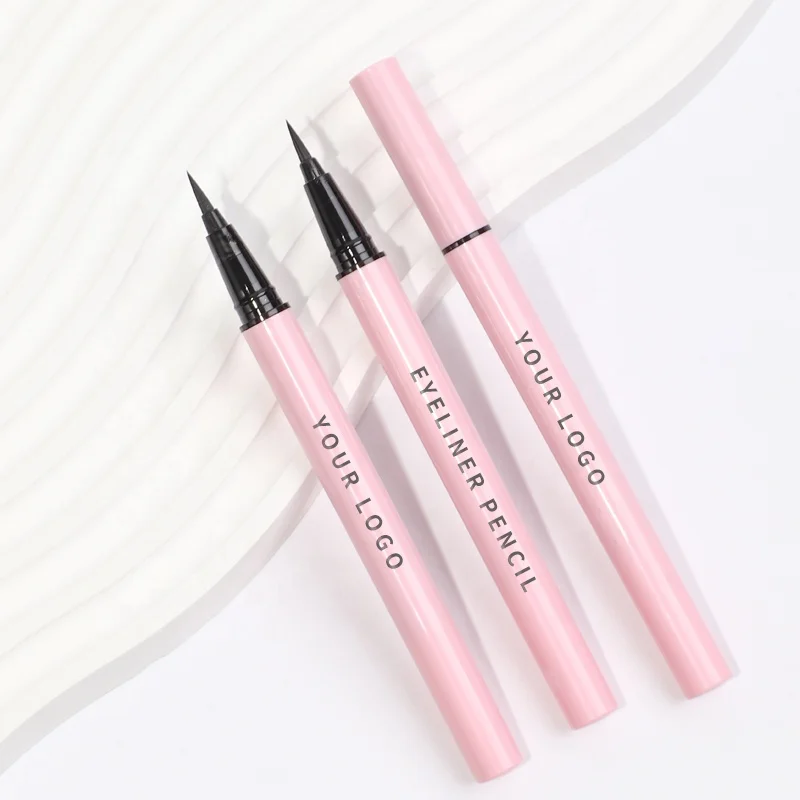 Wholesale Pink Packaging Thin Makeup Waterproof Magnetic Eyeliner Stencil Pen Long Lasting Black Water Activated Liquid Eyeliner