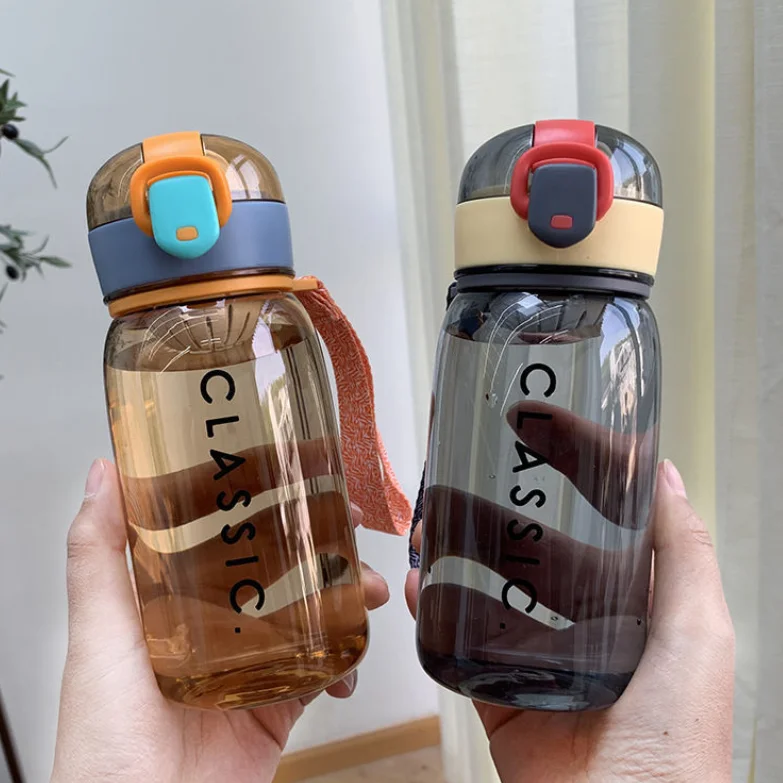 Классическая портативная чашка, Спортивная туристическая герметичная пластиковая Милая бутылка из тритана для воды и сока с крышкой для детей