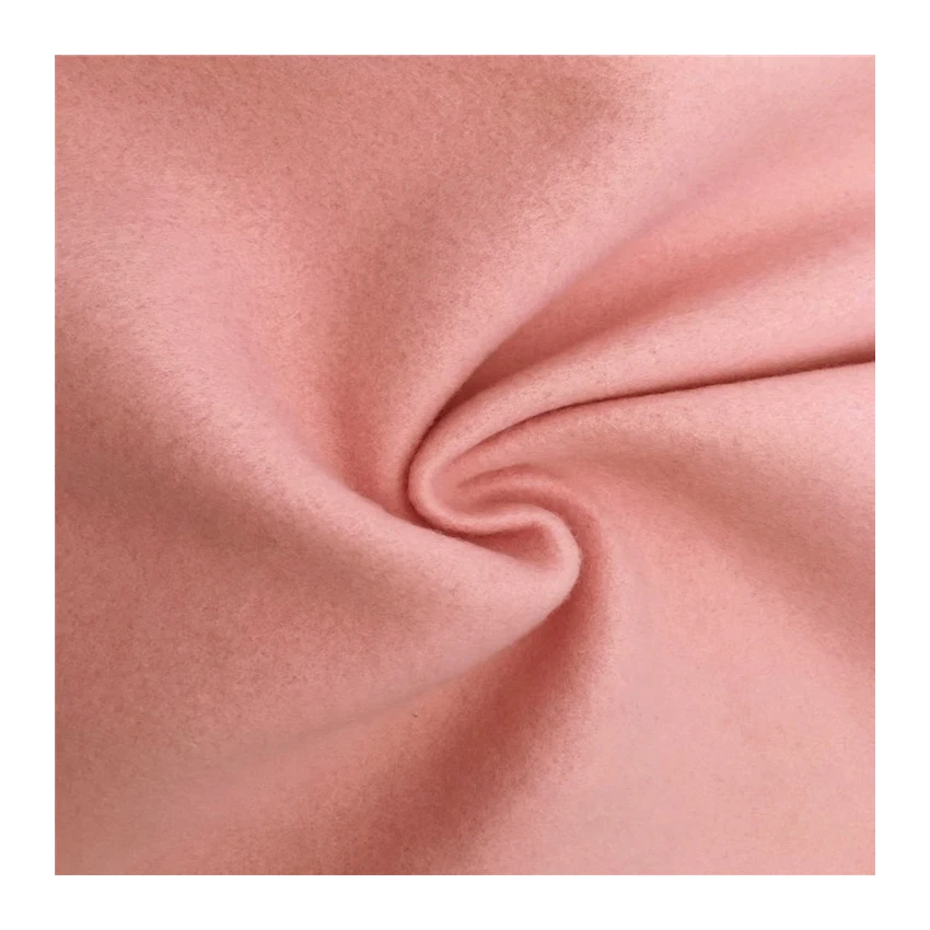 Women Fashion Pink Color 100% Polyester One Side Brushed Fleece Fabric