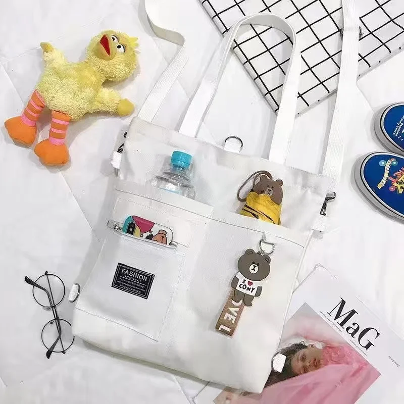 WR multi-purpose single-shoulder fashion literature college student backpack class remedial canvas Tote bags