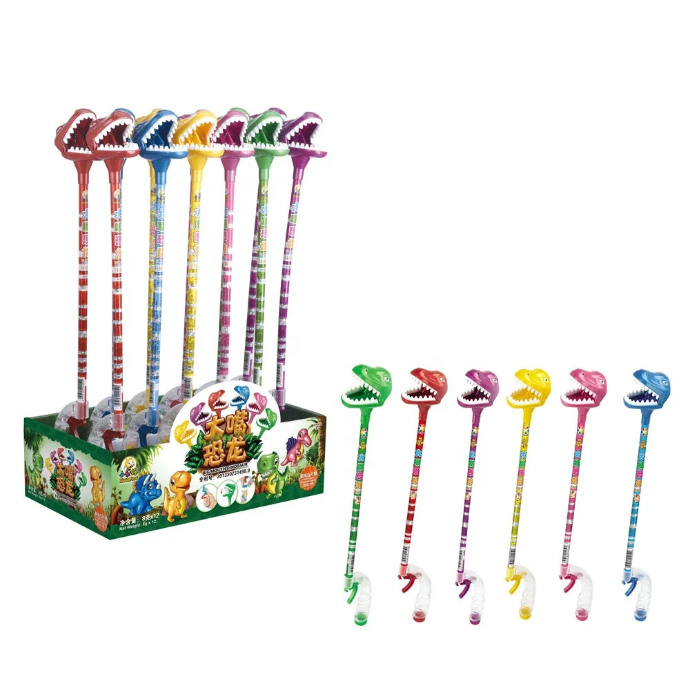 Novelty Kids Candy Toy Big Mouth Dinosaur Big Rex Candy Grabbers Toy With Light And Sound Candy Toy Container