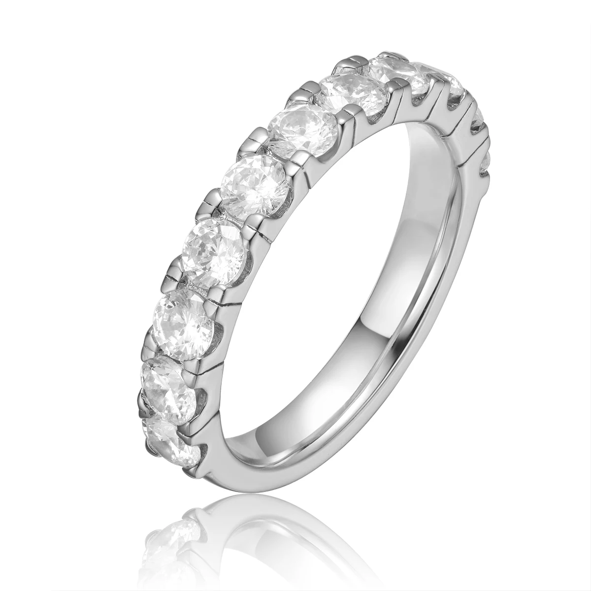 round brilliant cut diamond palladium half eternity ring