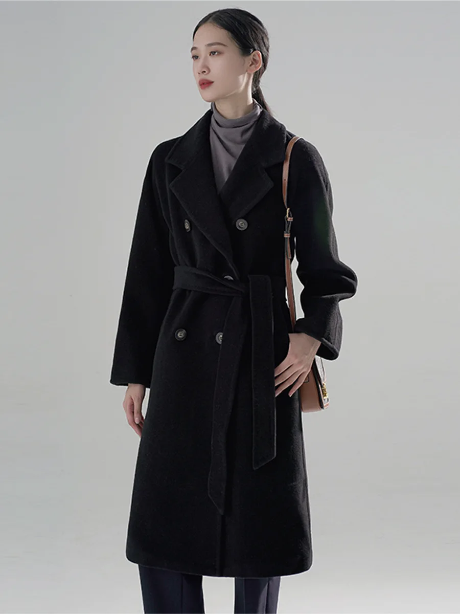 Winter Mongolian Cashmere Overcoat Luxury Ladies Long Alpaca Wool Trench Jacket Women 100% Wool Cashmere Handmade Coat For Women