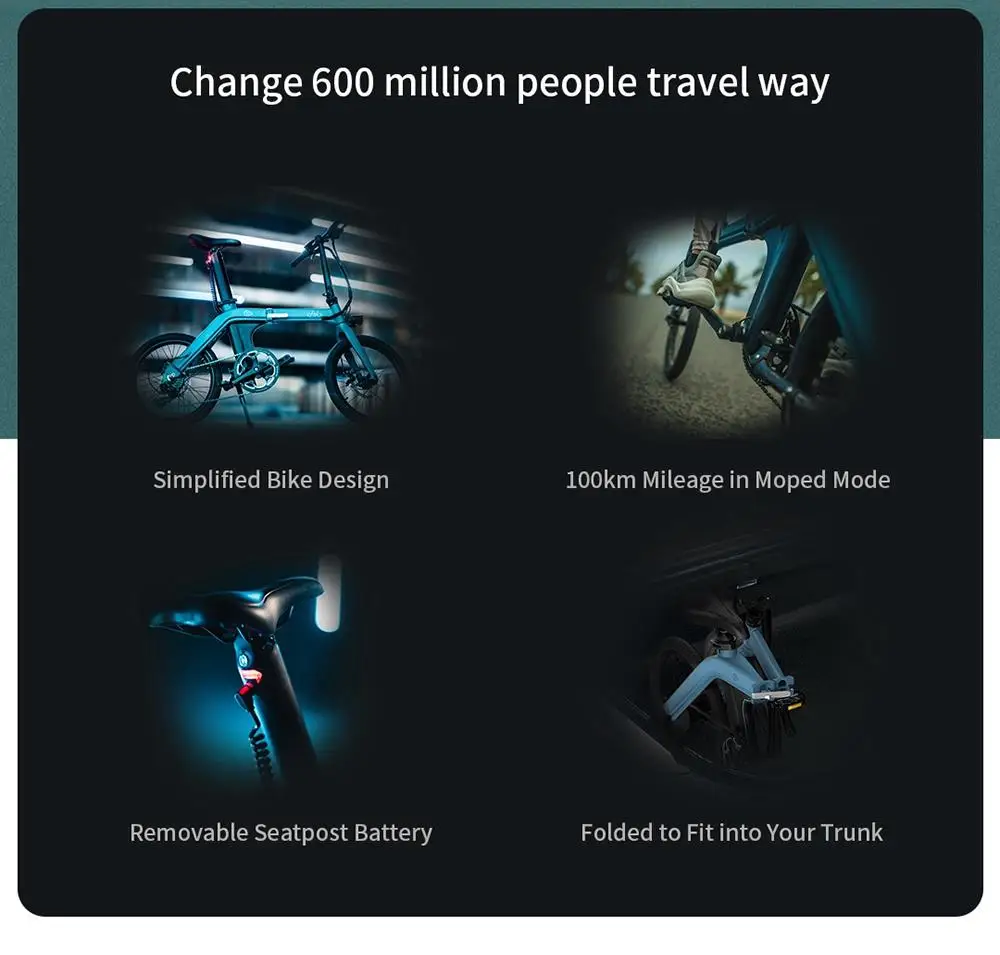 [Poland Stock] FIIDO D11 Folding Electric Moped Bicycle 20 Inches Tire 25km/h Max Speed Three Modes 11.6AH Lithium Battery