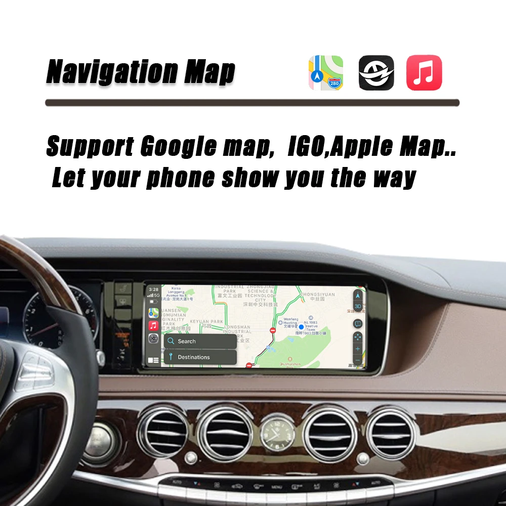 CZT-AUTO Original Screen Upgrade to Carplay For Mercedes Benz NTG5.0 W213 W222 Wireless Carplay Android Auto Mirror Link Radio