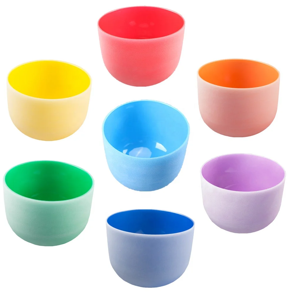 Набор чакр с кольцевой озвучкой 6-12, чаша для пения из матового кварцевого кристалла, оптовая продажа с завода, 440 Гц и 432 Гц